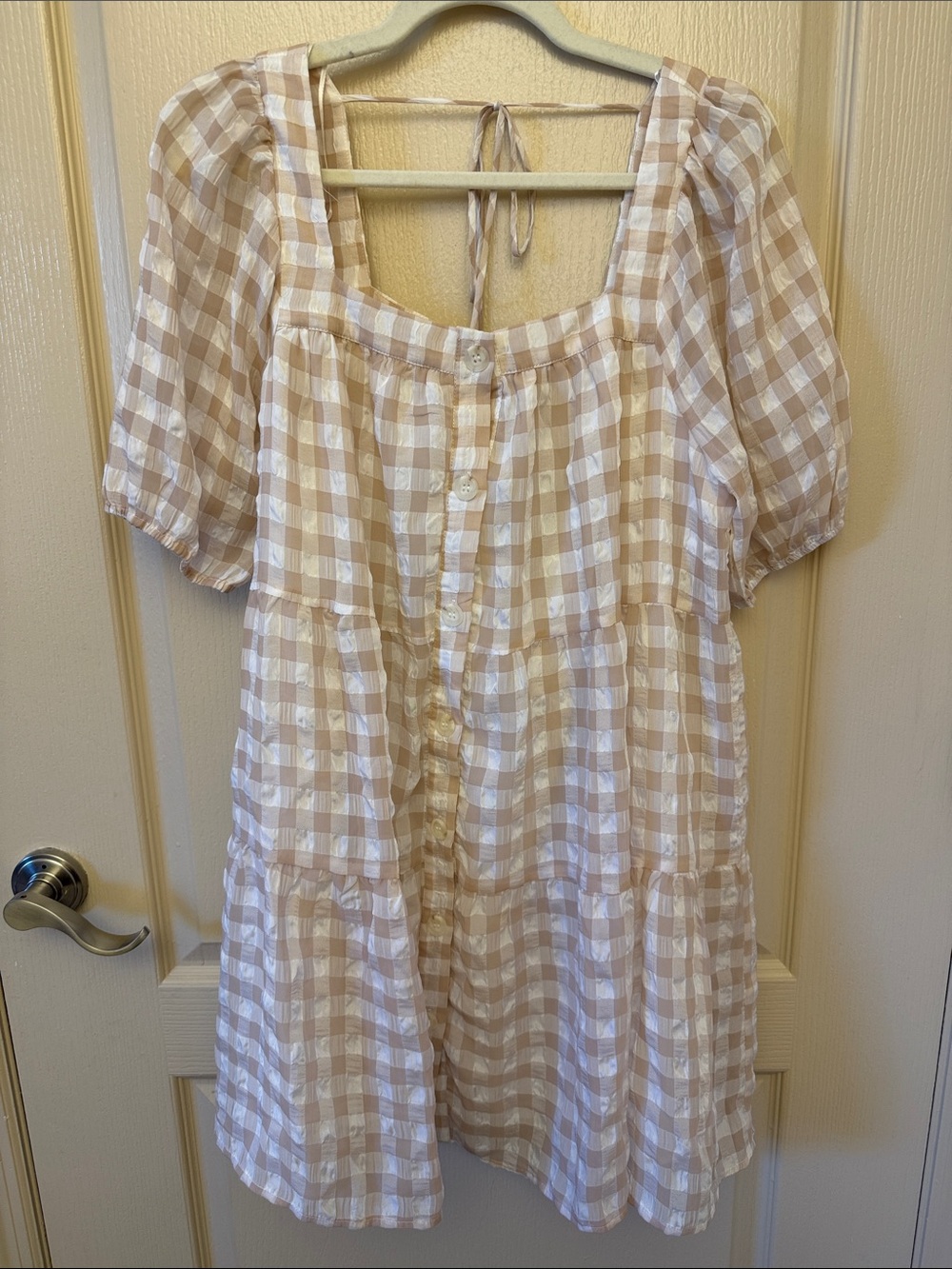 En Saison Pink and White Gingham Mini Dress